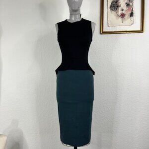 Stella McCartney Two Tone Peplum Midi Dress